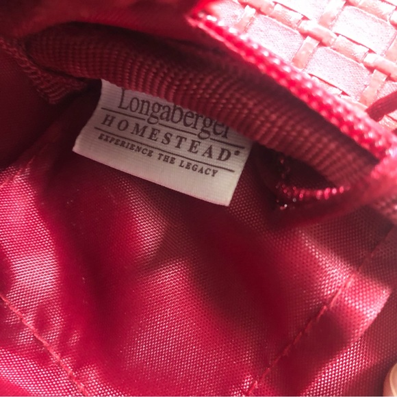 Longaberger Homestead small red woven look zip top wallet with attached mirror - Picture 5 of 6